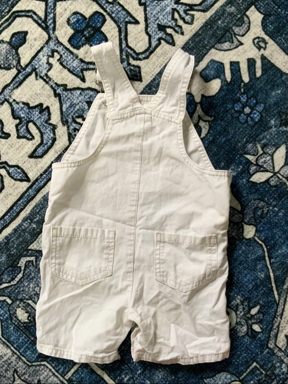 Carter's White Short Overalls with Metal Hardware